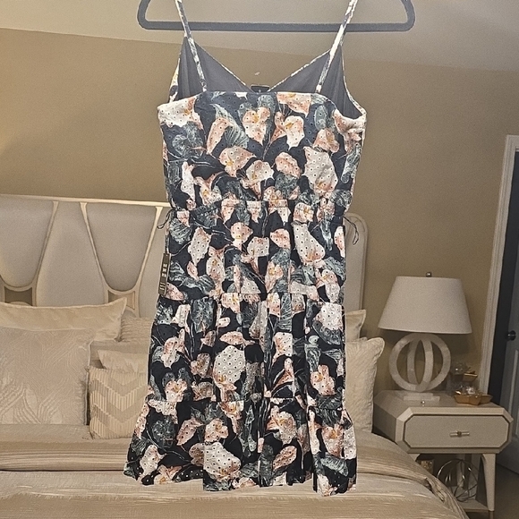 Express Black and Pink Cotton Floral Mini Dress - Picture 6 of 16